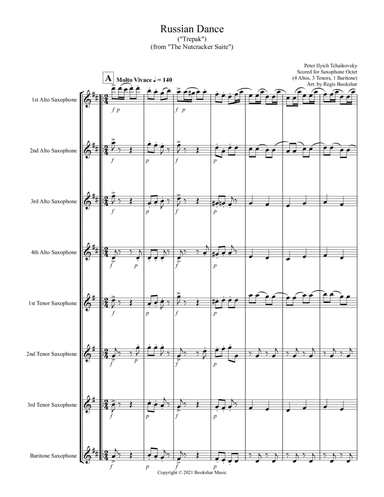 Russian Dance ("Trepak") (from "The Nutcracker Suite") (F) (Saxophone Octet - 4 Alto, 3 Tenor 1 Bari (arr. Regis Bookshar)