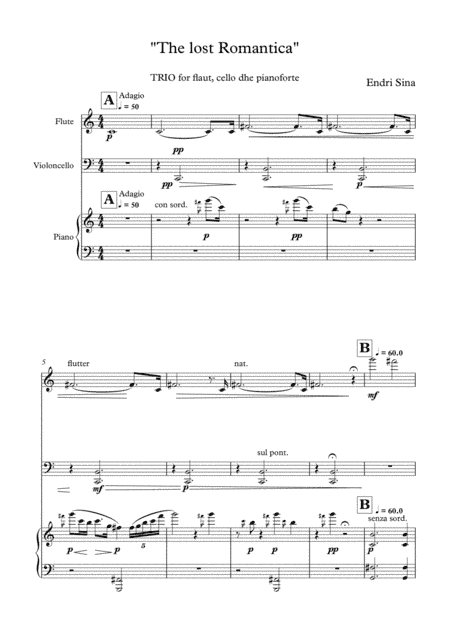 "The lost Romantica" for flaut, cello & pianoforte