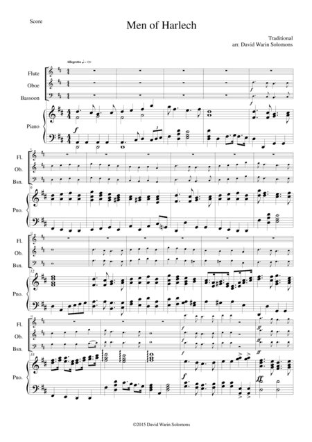 Men of Harlech for wind trio and piano (arr. David Warin Solomons)