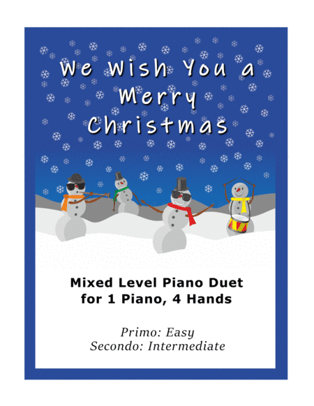 We Wish You a Merry Christmas (Easy Piano Duet; 1 Piano, 4 Hands) (arr. Sharon Wilson Music)