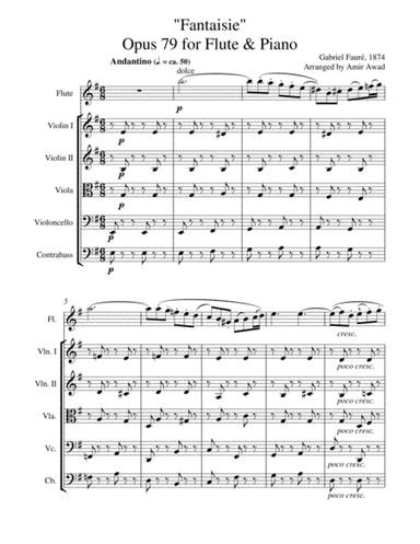Gabriel Fauré : Fantaisie for Flute and Piano op. 79 , Arranged for Flute and string Orchestra (arr. Amir Awad)