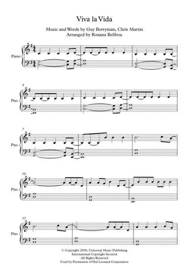 Viva La Vida (arr. Roxana Belibou)