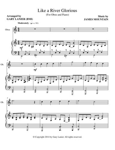 LIKE A RIVER GLORIOUS (Oboe Piano and Oboe Part) (arr. Gary Lanier)