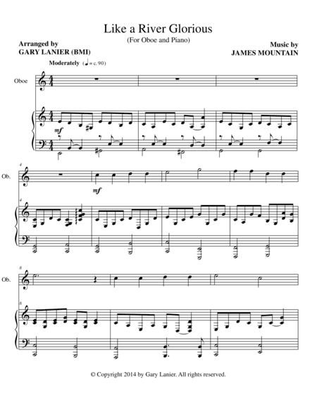 LIKE A RIVER GLORIOUS (Oboe Piano and Oboe Part) (arr. Gary Lanier)