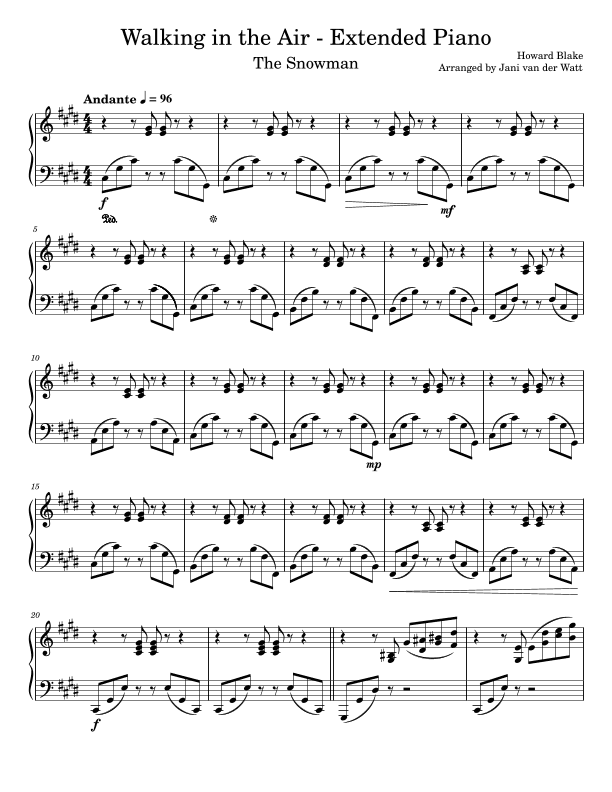 Walking In The Air (arr. Jani van der Watt)