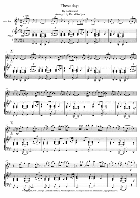 These Days (arr. David Kocijan)