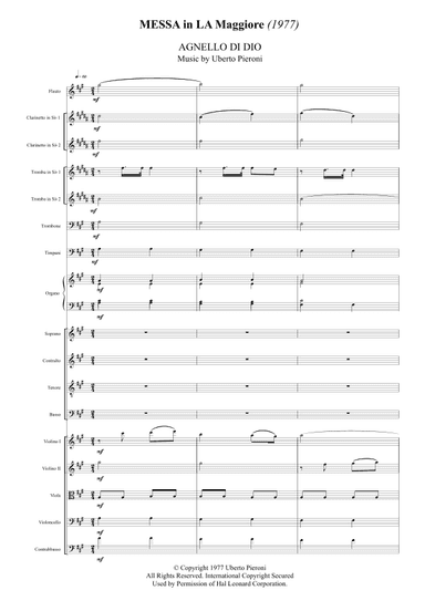 Agnello di Dio dalla Messa in La Maggiore - Score Only