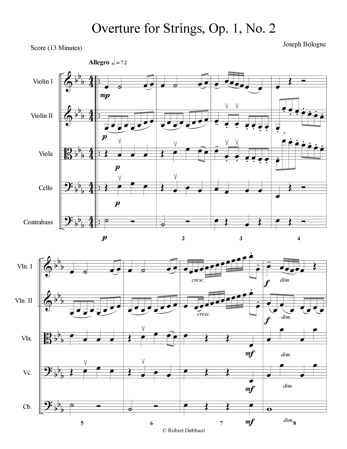 Overture for Strings No. 2 - Score Only (arr. Robert Debbaut)