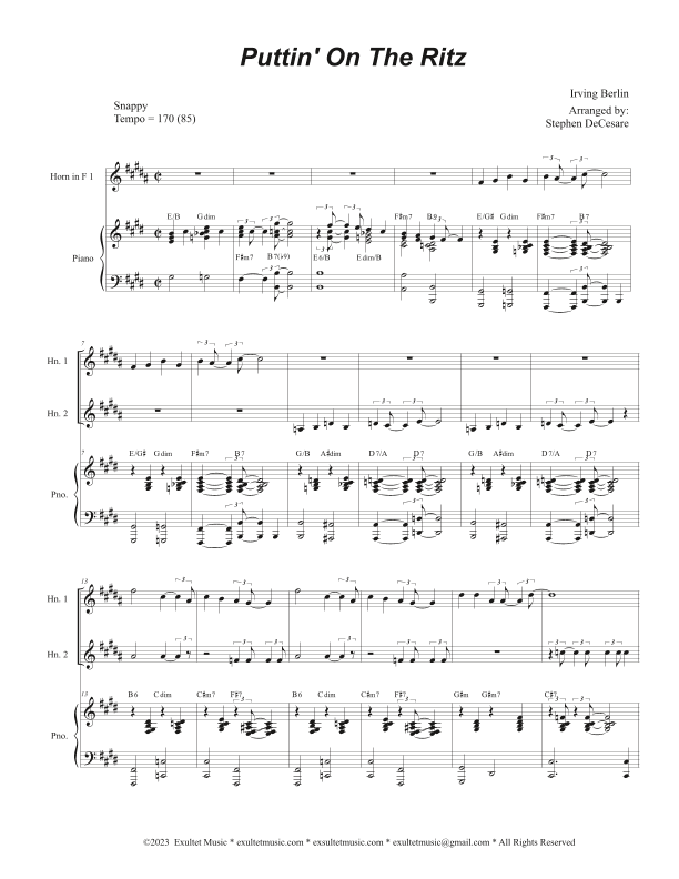 Puttin' On The Ritz (French Horn Duet) (arr. Stephen DeCesare)