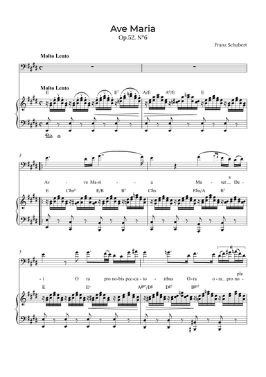Ave Maria Schubert - Baritone with chords in E (arr. Alex Nunes Rodrigues)