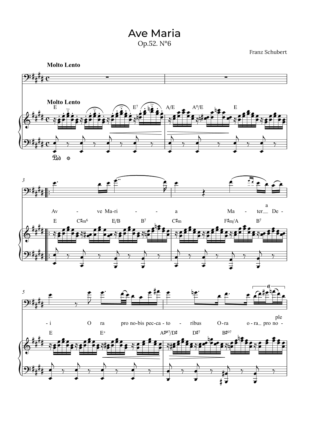 Ave Maria Schubert - Baritone with chords in E (arr. Alex Nunes Rodrigues)