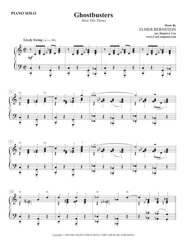 Main Title Theme (ghostbusters) (arr. Daniel J. Coe)