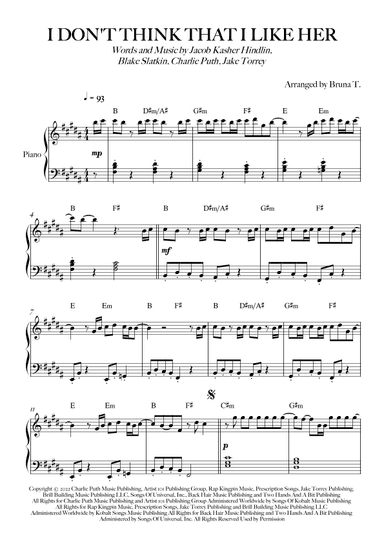 I Don't Think That I Like Her (arr. Bruna T.)