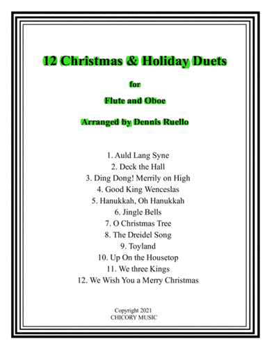 12 Christmas & Holiday Duets for Flute and Oboe (arr. Dennis Ruello)
