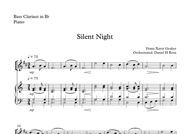 Silent Night - Christmas Carol - Bass Clarinet and Piano (arr. Daniel H Rosa)