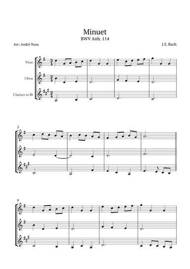 Minuet in G BWV Anh. 114 (arr. André Nusa)