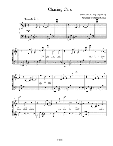 Chasing Cars (arr. Debbie Center)