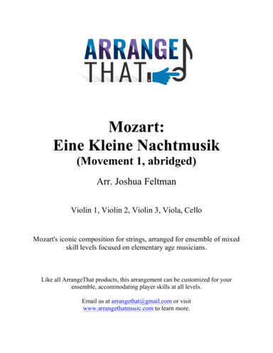 Mozart: Eine Kleine Nachtmusik (grade 1-3 strings) (arr. Joshua Feltman (ArrangeThat))