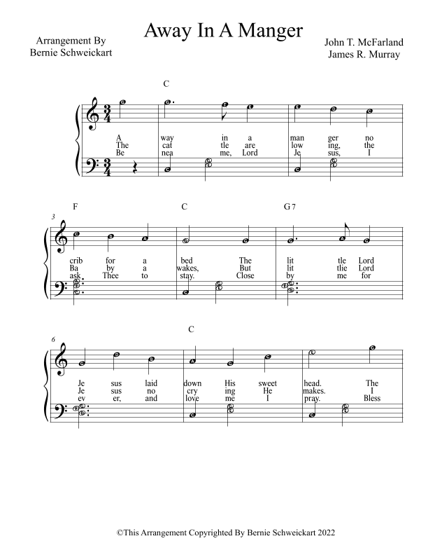 Away In A Manger (BIG NOTE VERSION) (arr. Bernie Schweickart)