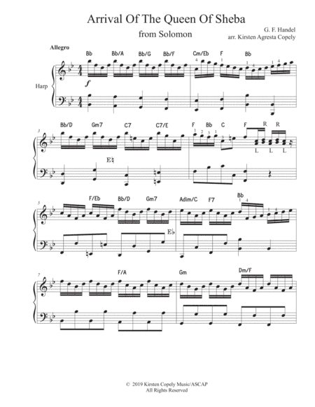 Arrival Of The Queen Of Sheba - Handel (Solo Harp Arrangement) (arr. Kirsten Agresta Copely)