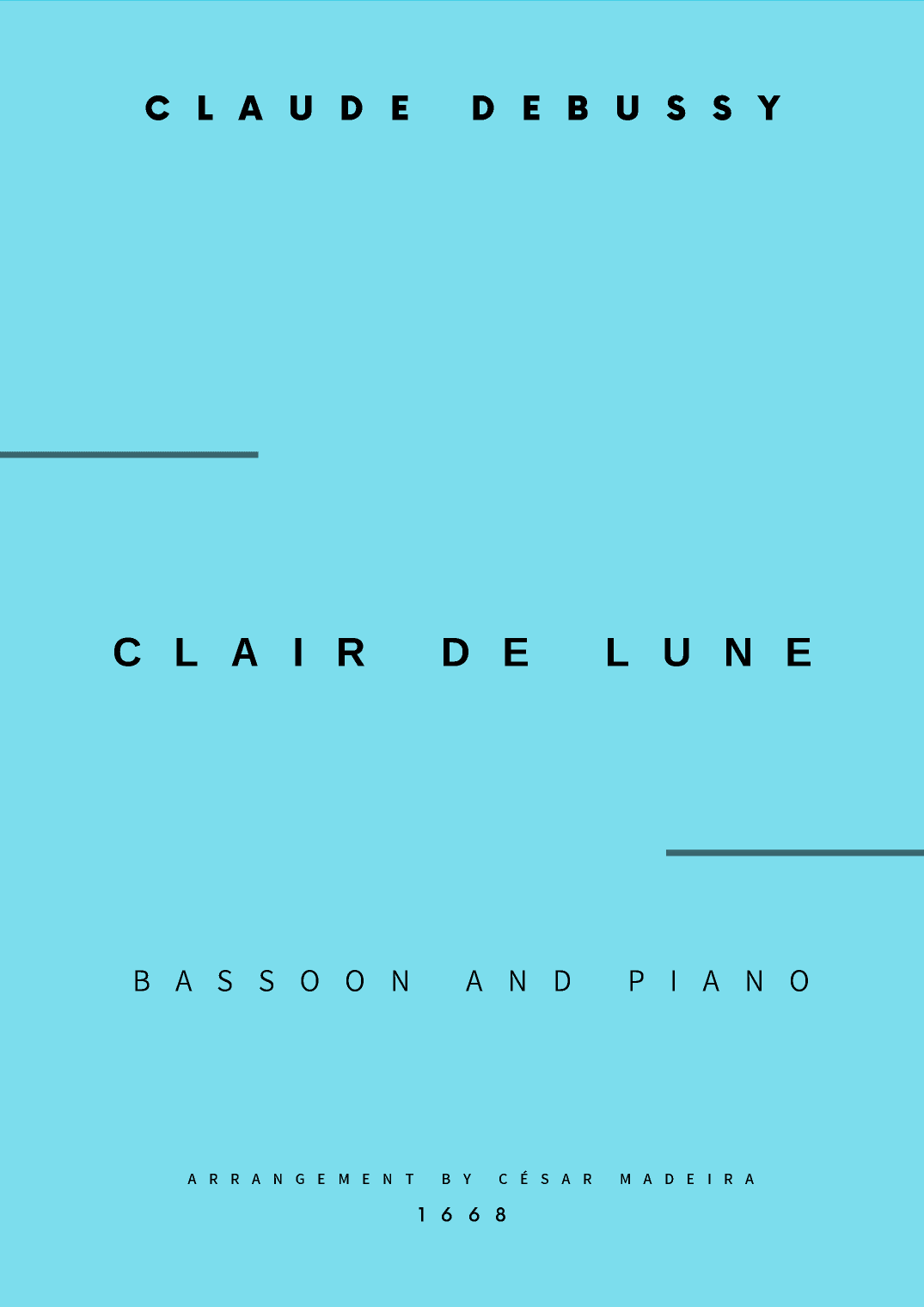 Clair de Lune by Debussy - Bassoon and Piano (Full Score and Parts) (arr. César Madeira)