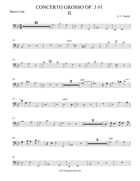Concerto Grosso Op. 3 #1 Movement 2 (arr. theupperstaff.com)