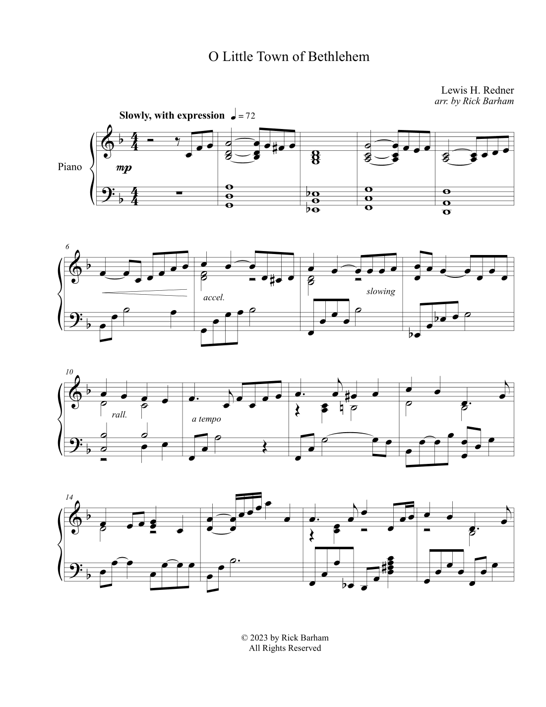 O Little Town of Bethlehem (arr. Rick Barham)