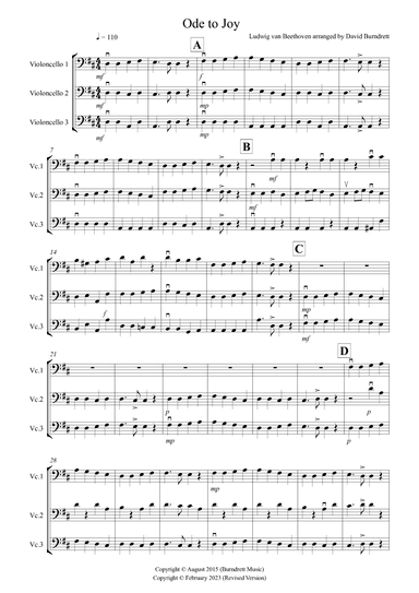 Ode to Joy for Cello Trio (arr. David Burndrett)