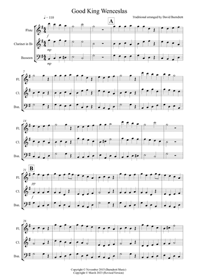 Good King Wenceslas for Wind Trio (arr. David Burndrett)