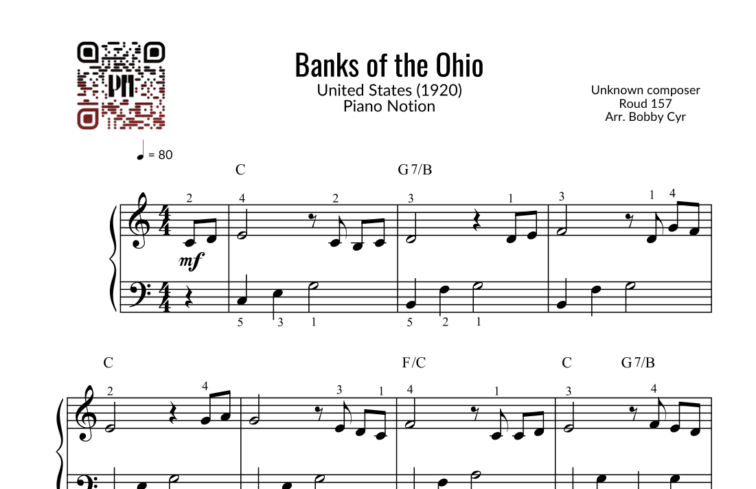 Banks of the Ohio (Easy Piano) (arr. Bobby Cyr - Piano Notion)