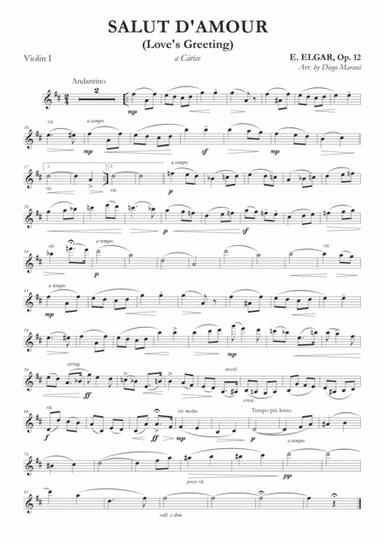 Salut d'Amour (Love's Greeting) for String Quartet (arr. Diego Marani)
