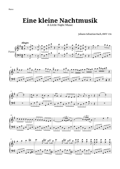 Eine kleine Nachtmusik by Mozart for Piano (arr. Langanho)
