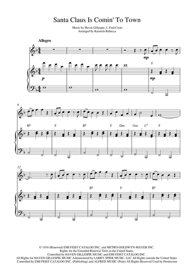 Santa Claus Is Comin' To Town (arr. Kaiserin Rebecca)
