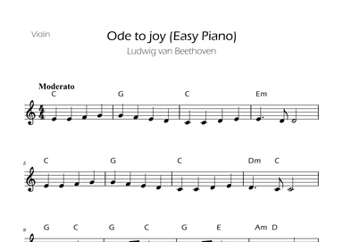 Ode To Joy - Easy Violin with Chords (arr. Ygor Nunes)