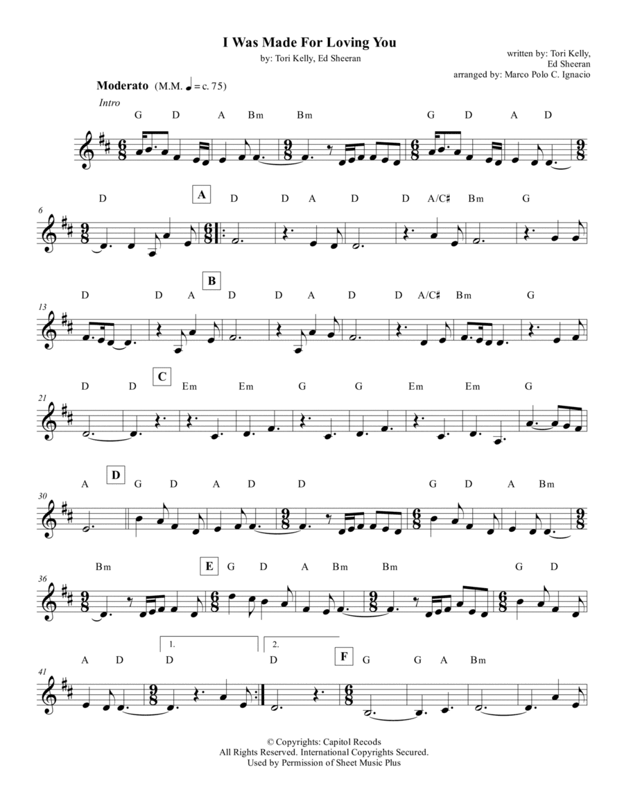 I Was Made For Loving You (arr. Marco Polo C. Ignacio)