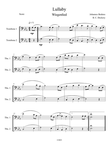 Brahms's Lullaby (Trombone Duet) (arr. B. C. Dockery)