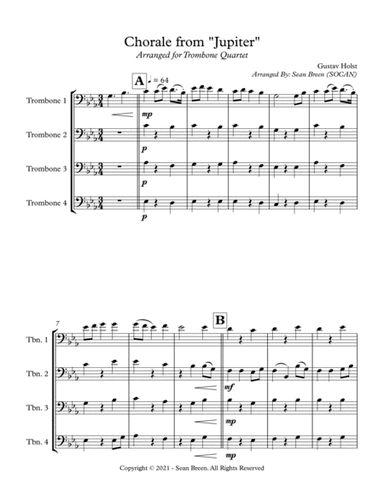 Chorale from "Jupiter" - Trombone Quartet (arr. Sean Breen)