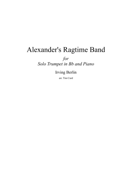 Alexander's Ragtime Band (arr. Tim Curd.)