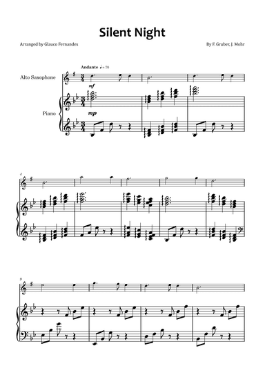 Silent Night - Alto saxophone and piano (arr. Glauco Fernandes)