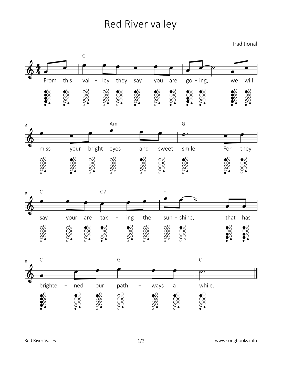 Red River valley (arr. songbooks.info)
