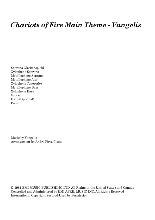 Chariots Of Fire (arr. André Costa, André Pires Costa,Andre Pires Costa)