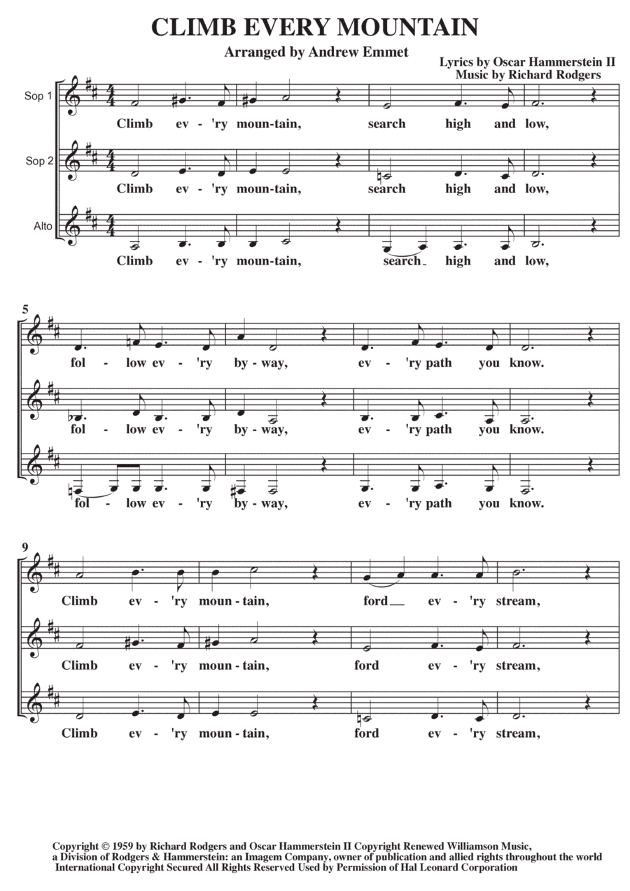 Climb Ev'ry Mountain (arr. Andrew Emmet)