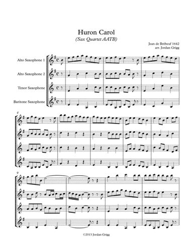 Huron Carol (Sax Quartet AATB) (arr. Jordan Grigg)