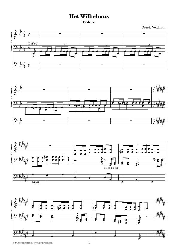 Het Wilhelmus (bolero, version in G Major)