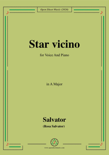 Rosa-Star vicino,in A Major,for Voice and Piano (arr. MSM)
