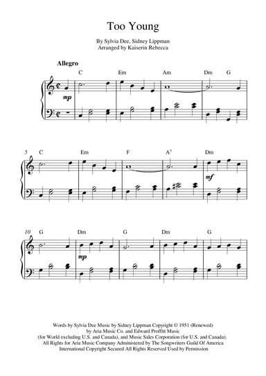 Too Young (arr. Kaiserin Rebecca)
