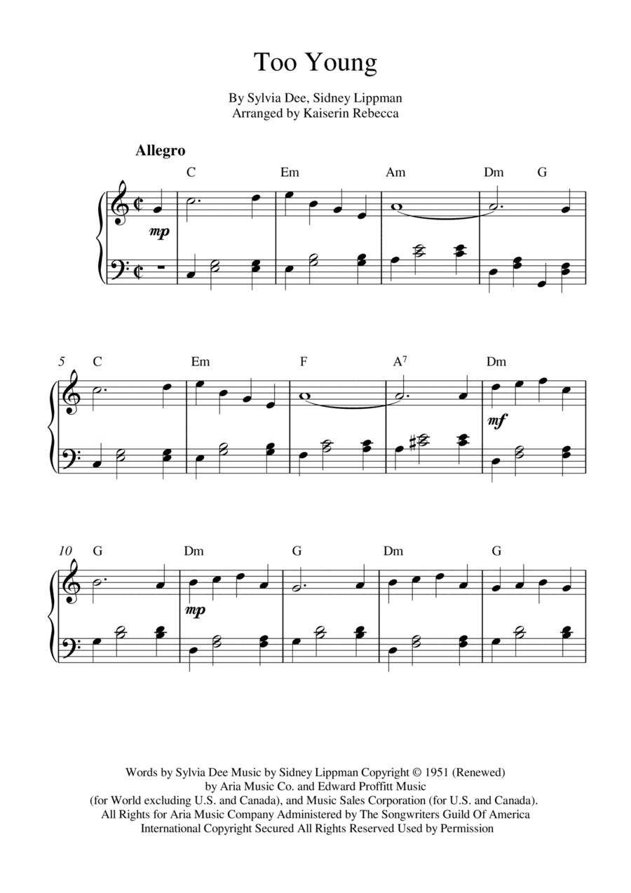Too Young (arr. Kaiserin Rebecca)