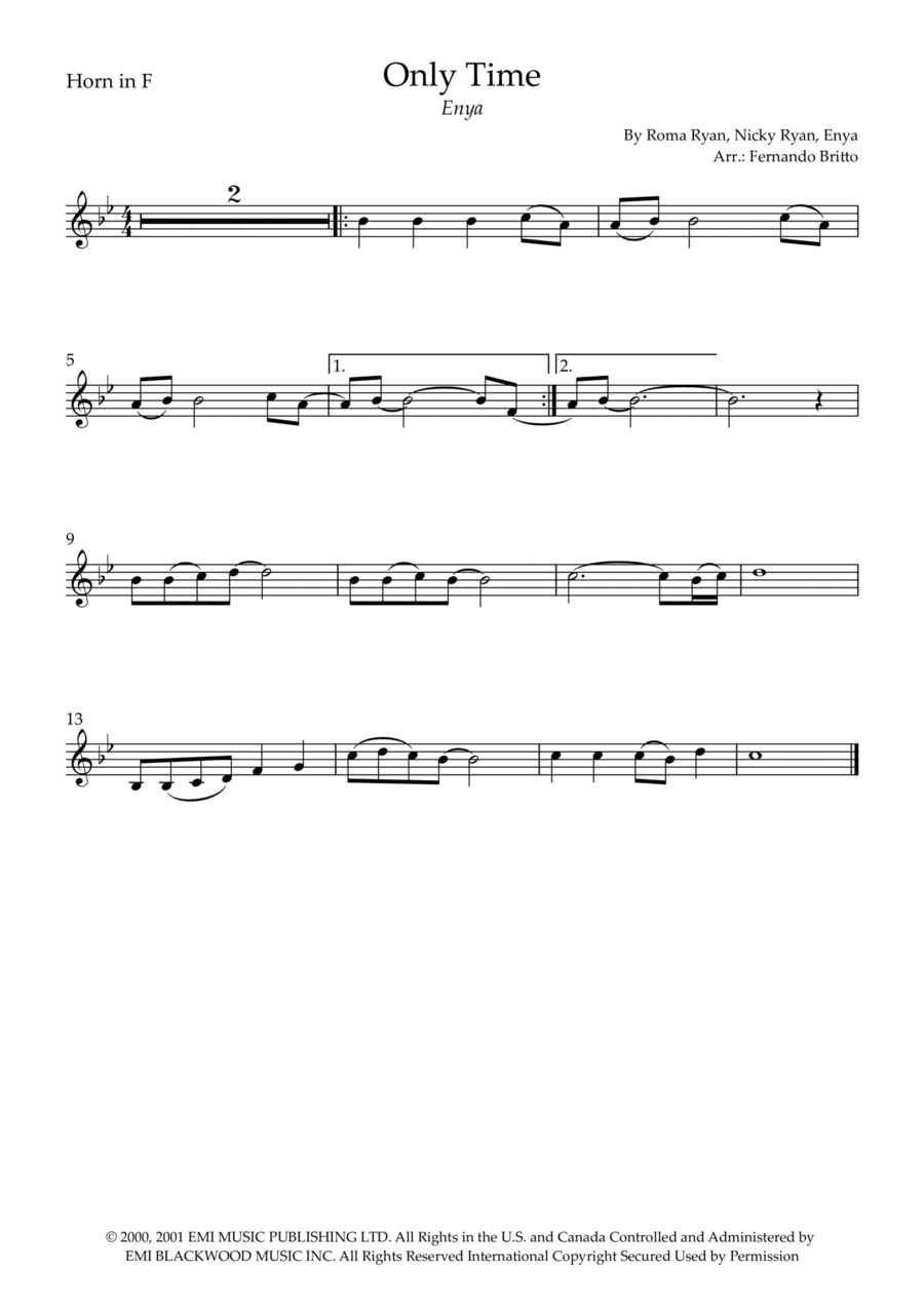 Only Time (arr. Fernando Britto)