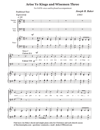 Arise Ye Kings and Wisemen Three (arr. Joseph B. Baker)
