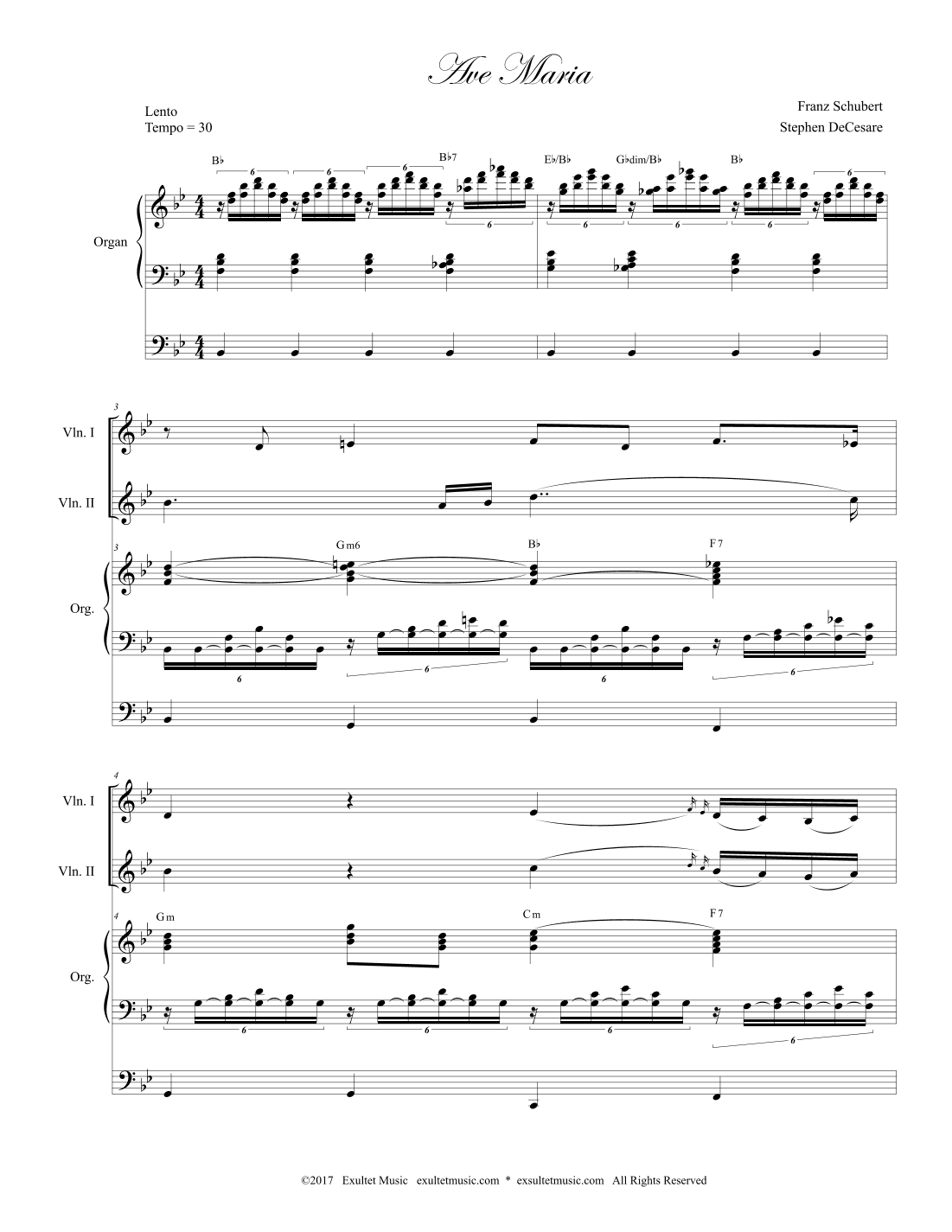 Ave Maria (Violin Duet - Organ Accompaniment) (arr. Stephen DeCesare)